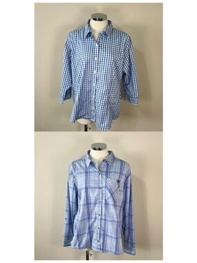 L.L. Bean Shirt Bundle Size L Gingham Plaid Outdoor Button Up Tops NWOT